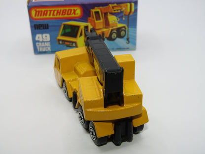 Matchbox Superfast 49C Crane Truck Yellow Black Arm BLUE Windows