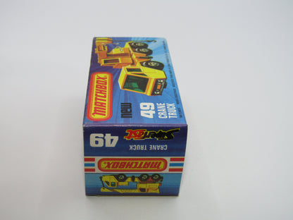 Matchbox Superfast 49C Crane Truck Yellow Black Arm BLUE Windows