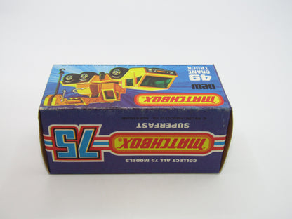 Matchbox Superfast 49C Crane Truck Yellow Black Arm BLUE Windows