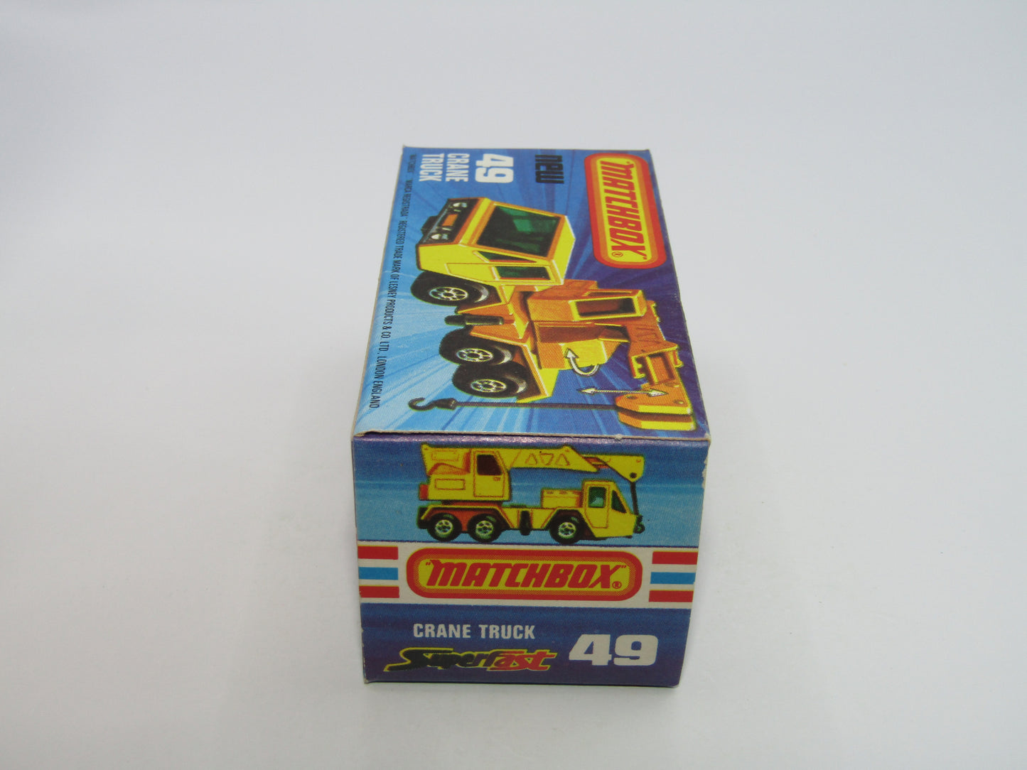 Matchbox Superfast 49C Crane Truck Yellow Black Arm BLUE Windows