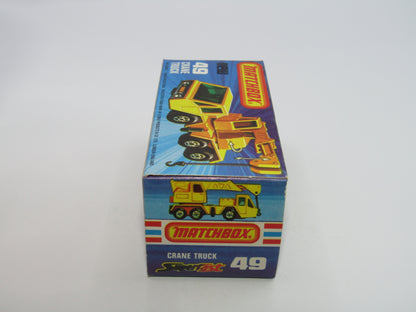 Matchbox Superfast 49C Crane Truck Yellow Black Arm BLUE Windows