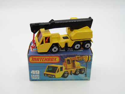 Matchbox Superfast 49C Crane Truck Yellow Black Arm RED Windows