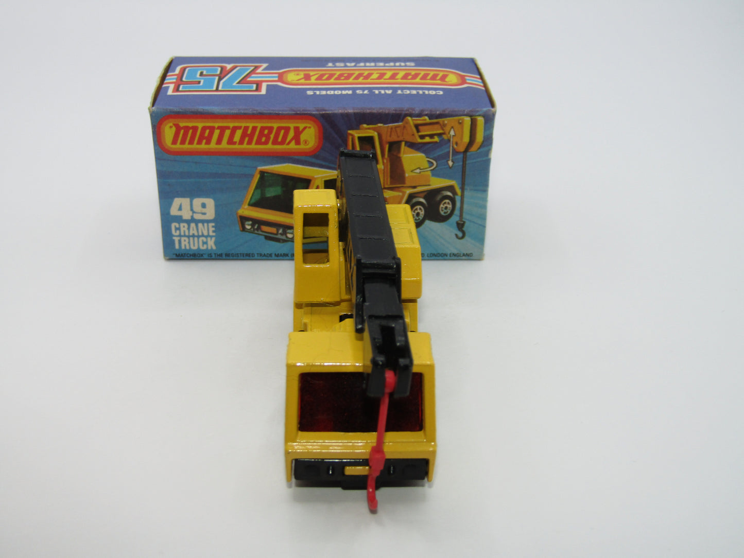 Matchbox Superfast 49C Crane Truck Yellow Black Arm RED Windows