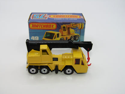 Matchbox Superfast 49C Crane Truck Yellow Black Arm RED Windows