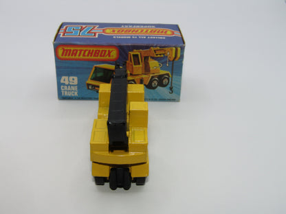 Matchbox Superfast 49C Crane Truck Yellow Black Arm RED Windows