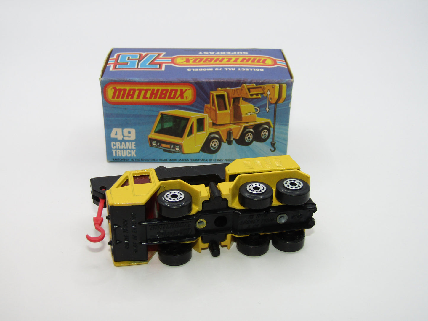 Matchbox Superfast 49C Crane Truck Yellow Black Arm RED Windows
