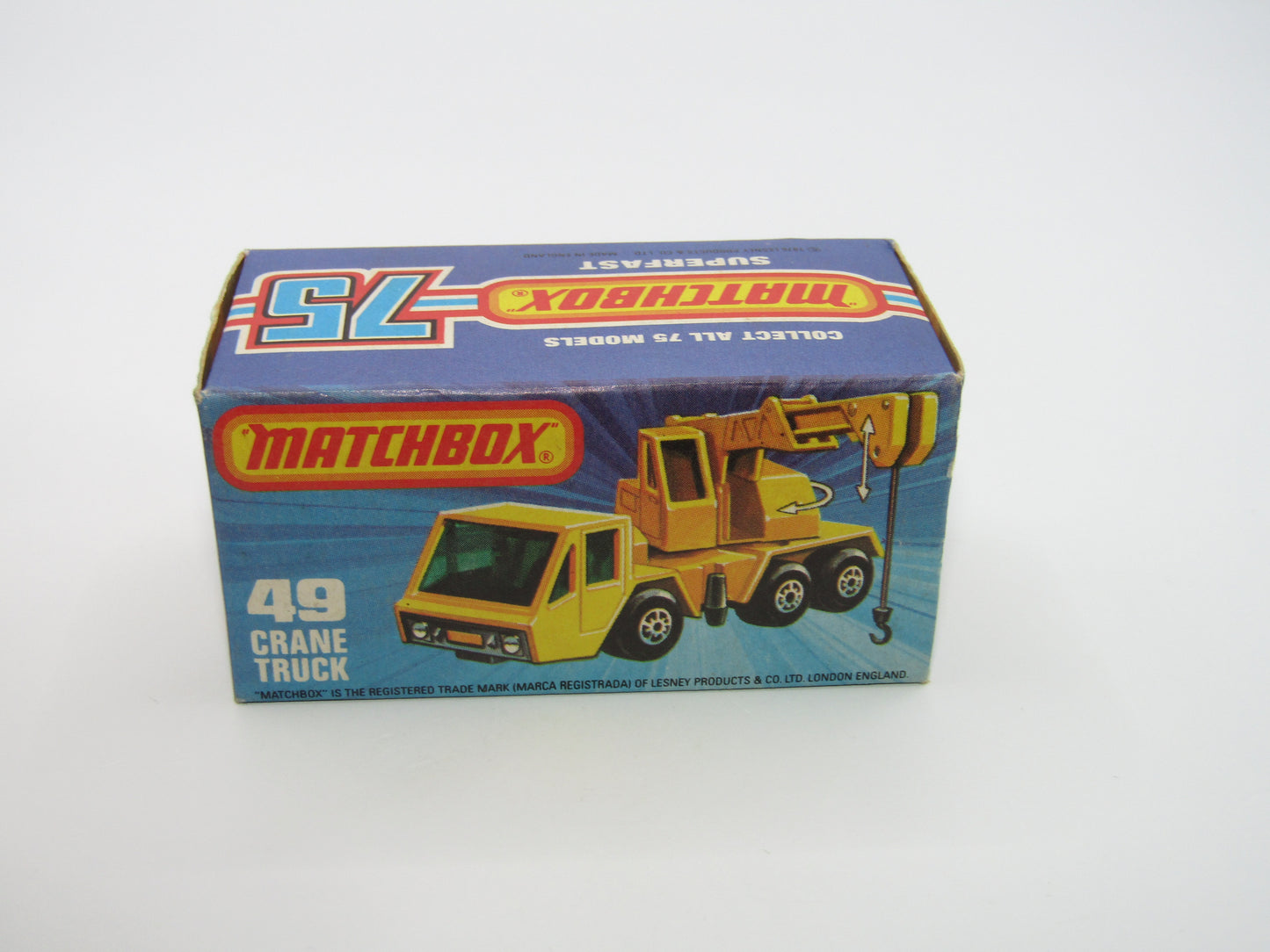 Matchbox Superfast 49C Crane Truck Yellow Black Arm RED Windows