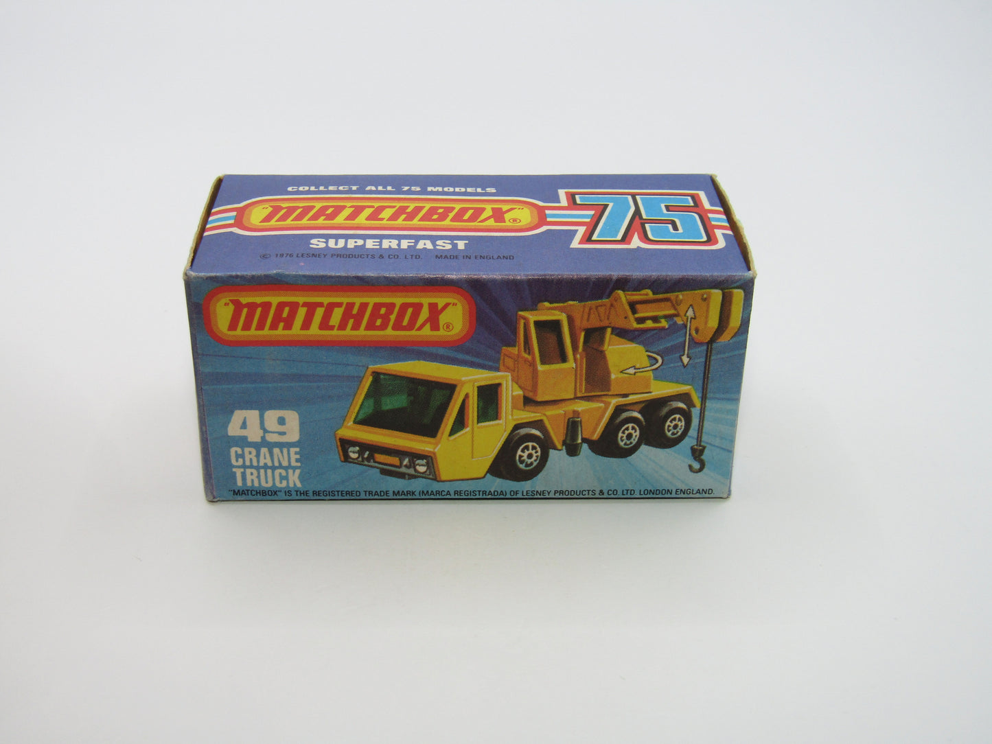 Matchbox Superfast 49C Crane Truck Yellow Black Arm RED Windows