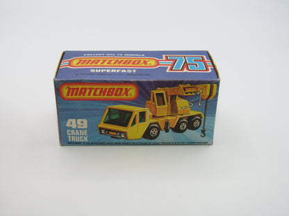 Matchbox Superfast 49C Crane Truck Yellow Black Arm RED Windows