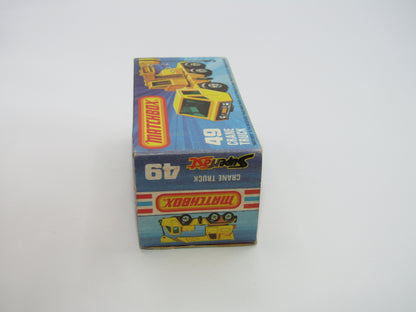 Matchbox Superfast 49C Crane Truck Yellow Black Arm RED Windows