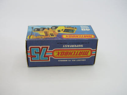 Matchbox Superfast 49C Crane Truck Yellow Black Arm RED Windows