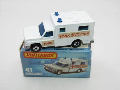 Matchbox Superfast No 41C Ambulance York Interstate Fair Code 3 Labels