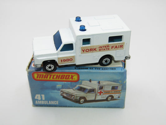 Matchbox Superfast No 41C Ambulance York Interstate Fair Code 3 Labels