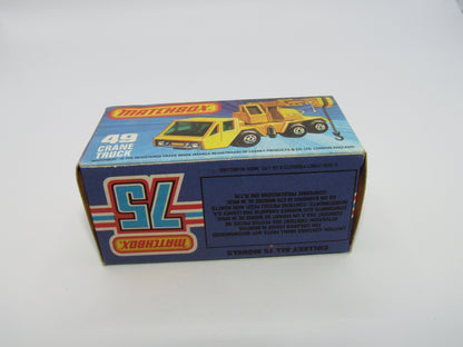 Matchbox Superfast 49C Crane Truck Yellow Black Arm RED Windows
