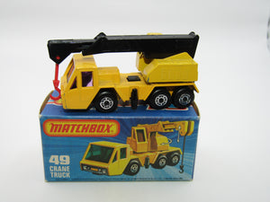 Matchbox Superfast 49C Crane Truck Yellow Black Arm PURPLE Windows