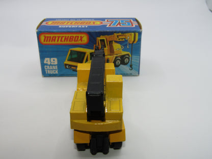 Matchbox Superfast 49C Crane Truck Yellow Black Arm PURPLE Windows