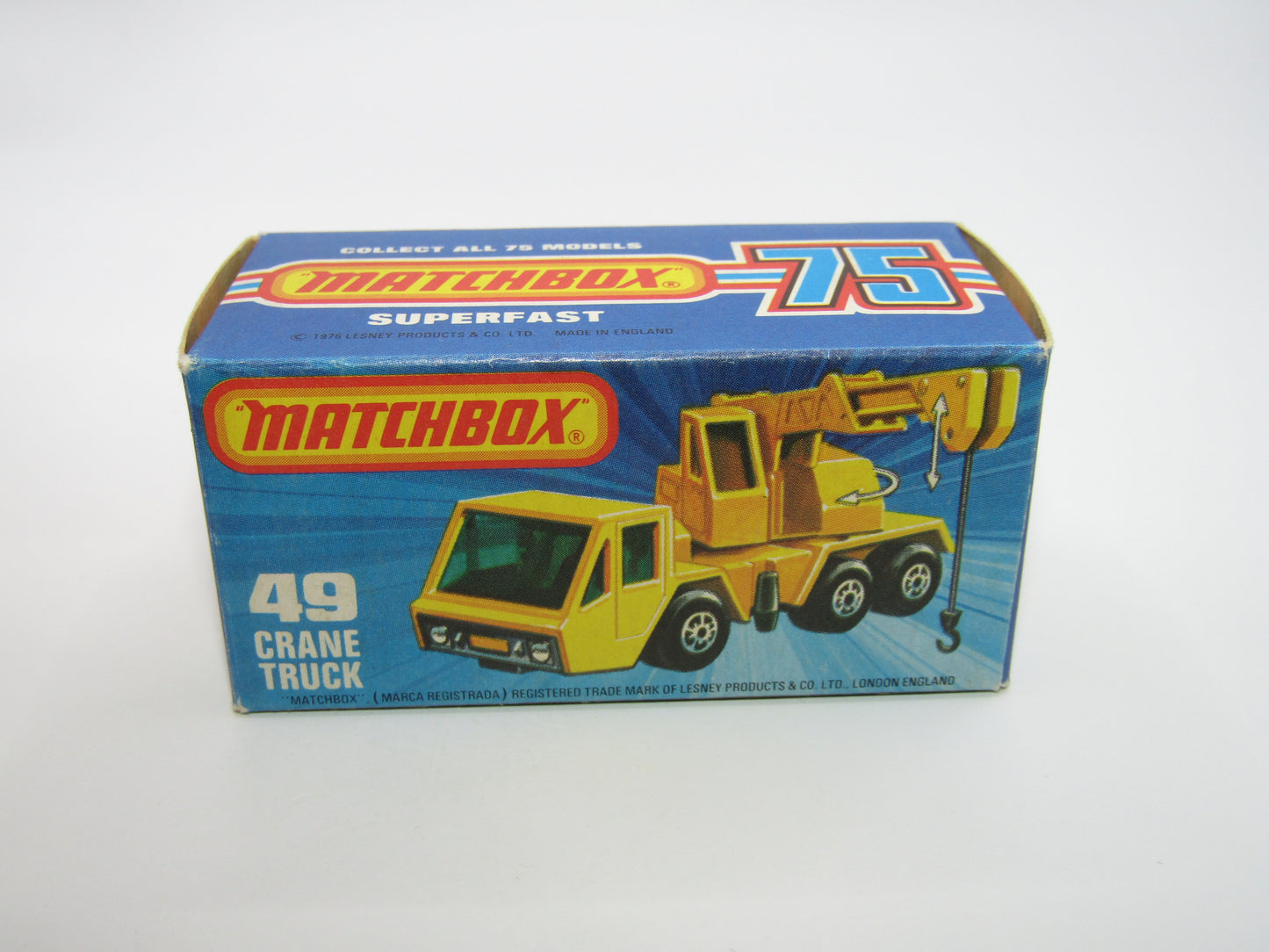 Matchbox Superfast 49C Crane Truck Yellow Black Arm PURPLE Windows