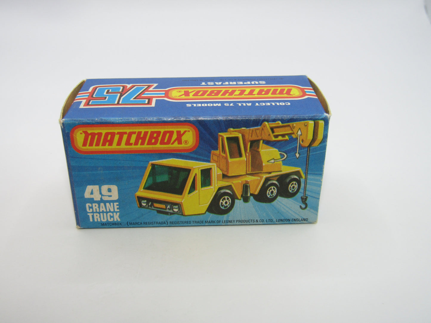 Matchbox Superfast 49C Crane Truck Yellow Black Arm PURPLE Windows