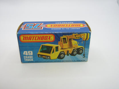 Matchbox Superfast 49C Crane Truck Yellow Black Arm PURPLE Windows
