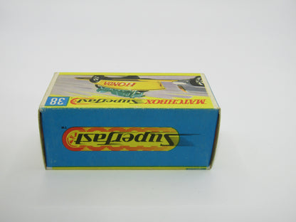 Matchbox Superfast 38A Honda Motorcycle with Trailer YELLOW No Labels Green Bike