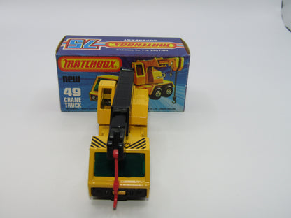 Matchbox Superfast 49C Crane Truck Yellow Black Arm Cat & A1 Crane Service