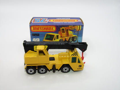 Matchbox Superfast 49C Crane Truck Yellow Black Arm Cat & A1 Crane Service