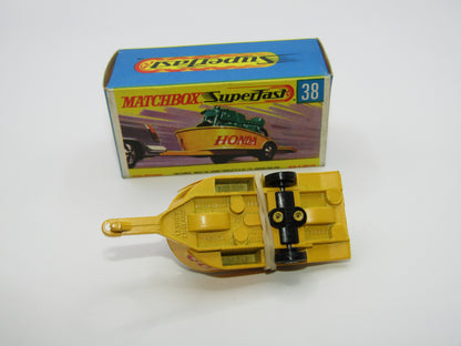 Matchbox Superfast 38A Honda Motorcycle with Trailer YELLOW Honda Green Bike