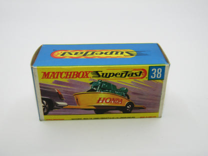 Matchbox Superfast 38A Honda Motorcycle with Trailer YELLOW Honda Green Bike