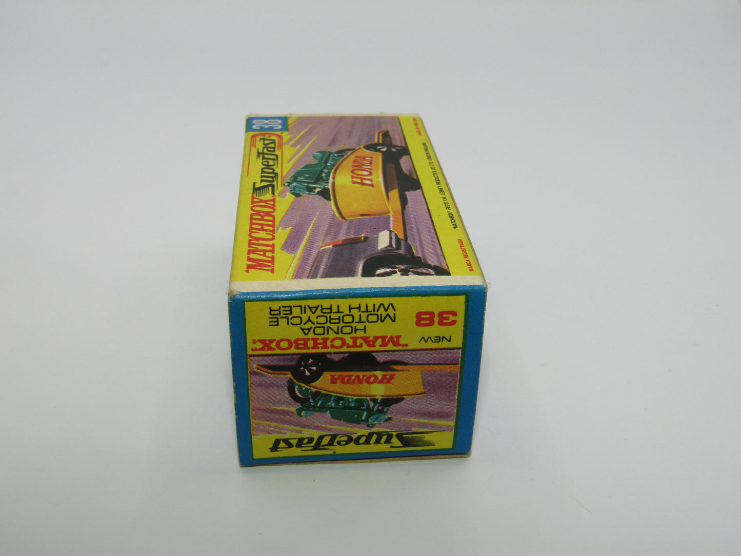 Matchbox Superfast 38A Honda Motorcycle with Trailer YELLOW Honda Green Bike