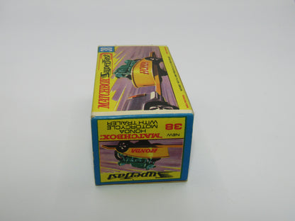 Matchbox Superfast 38A Honda Motorcycle with Trailer YELLOW Honda Green Bike