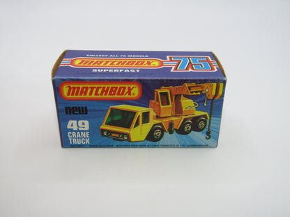 Matchbox Superfast 49C Crane Truck Yellow Black Arm Cat & A1 Crane Service