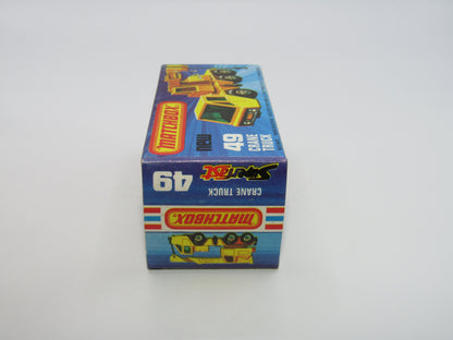 Matchbox Superfast 49C Crane Truck Yellow Black Arm Cat & A1 Crane Service