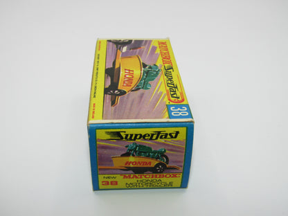 Matchbox Superfast 38A Honda Motorcycle with Trailer YELLOW Honda Green Bike