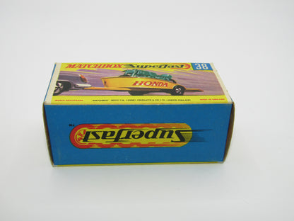 Matchbox Superfast 38A Honda Motorcycle with Trailer YELLOW Honda Green Bike
