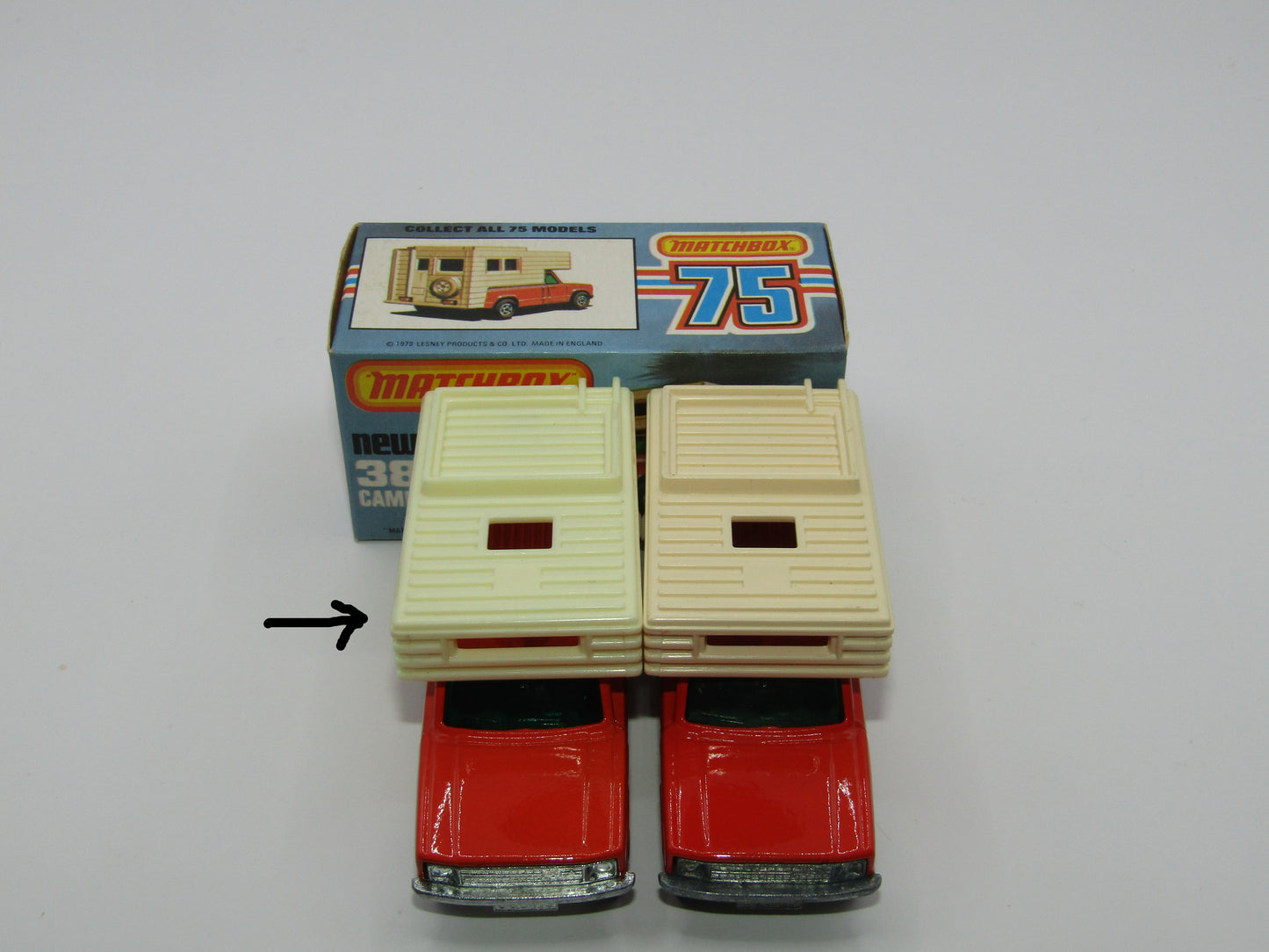 Matchbox Superfast 38D Camper Van BONE YELLOW Box, Green Windows