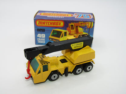 Matchbox Superfast 49C Crane Truck Yellow Black Arm Safety First & Label