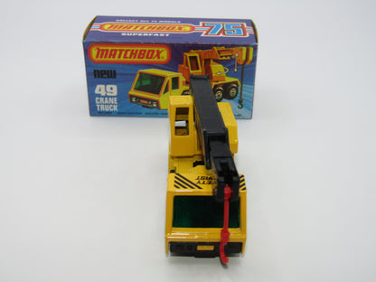 Matchbox Superfast 49C Crane Truck Yellow Black Arm Safety First & Label
