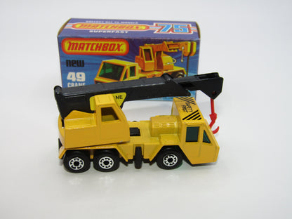 Matchbox Superfast 49C Crane Truck Yellow Black Arm Safety First & Label