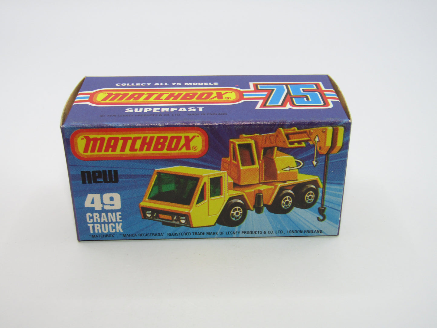 Matchbox Superfast 49C Crane Truck Yellow Black Arm Safety First & Label