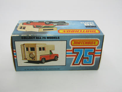 Matchbox Superfast 38D Camper Van BONE YELLOW Box, Green Windows
