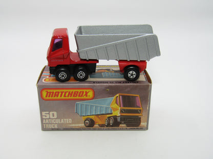 Matchbox Superfast 50B Articulated Truck RED & SILVER - PURPLE WINDOWS