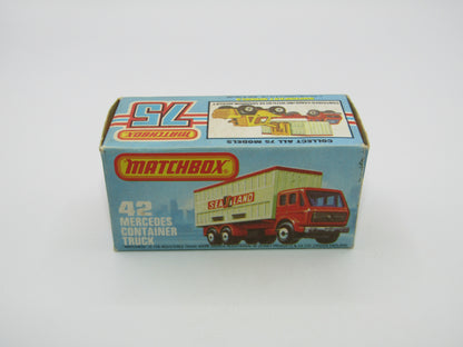 Matchbox Superfast No 42C Mercedes Truck MATCHBOX On BEIGE Container