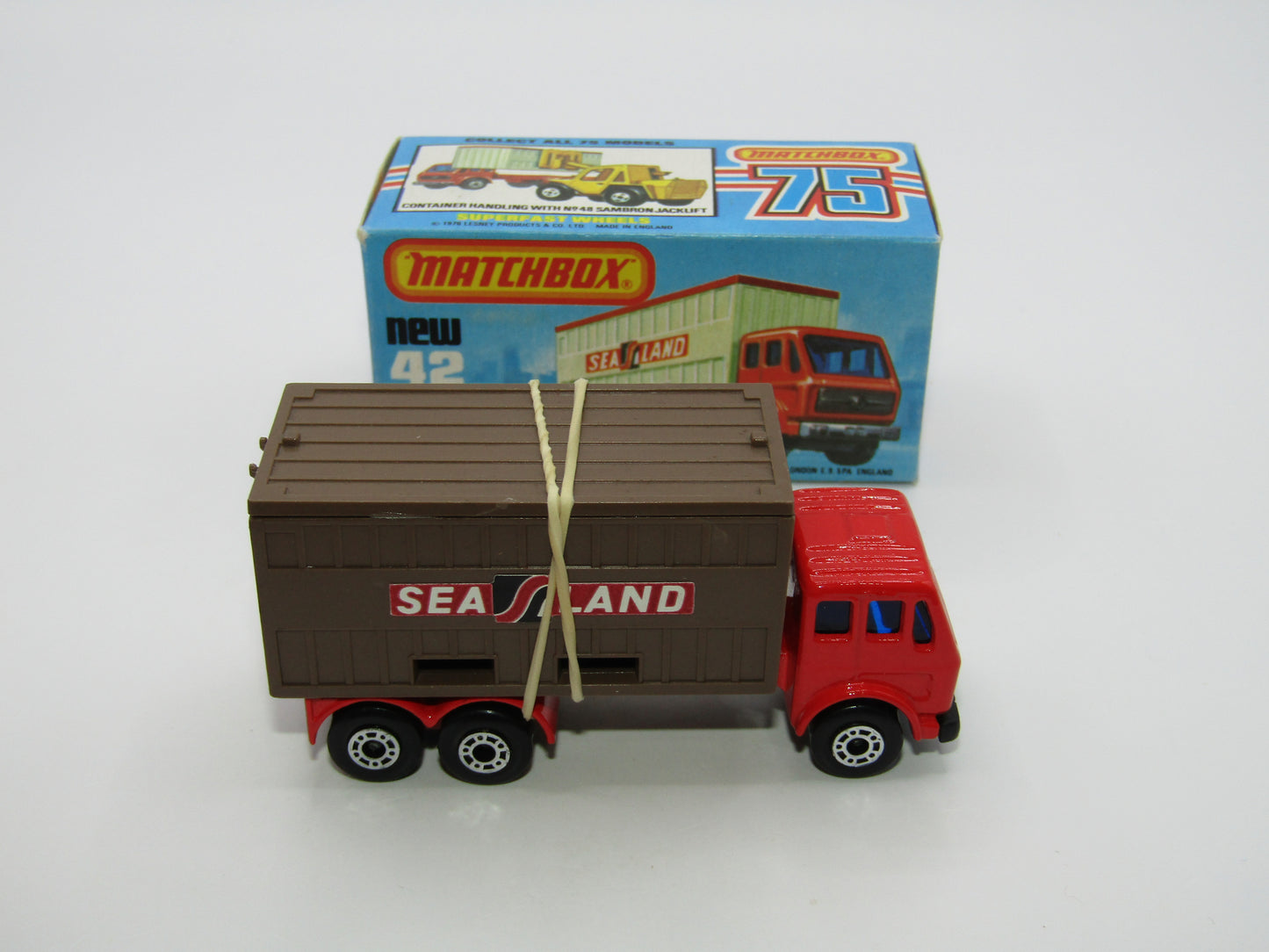 Matchbox Superfast No 42C Mercedes Container Truck CHOCOLATE Sealand