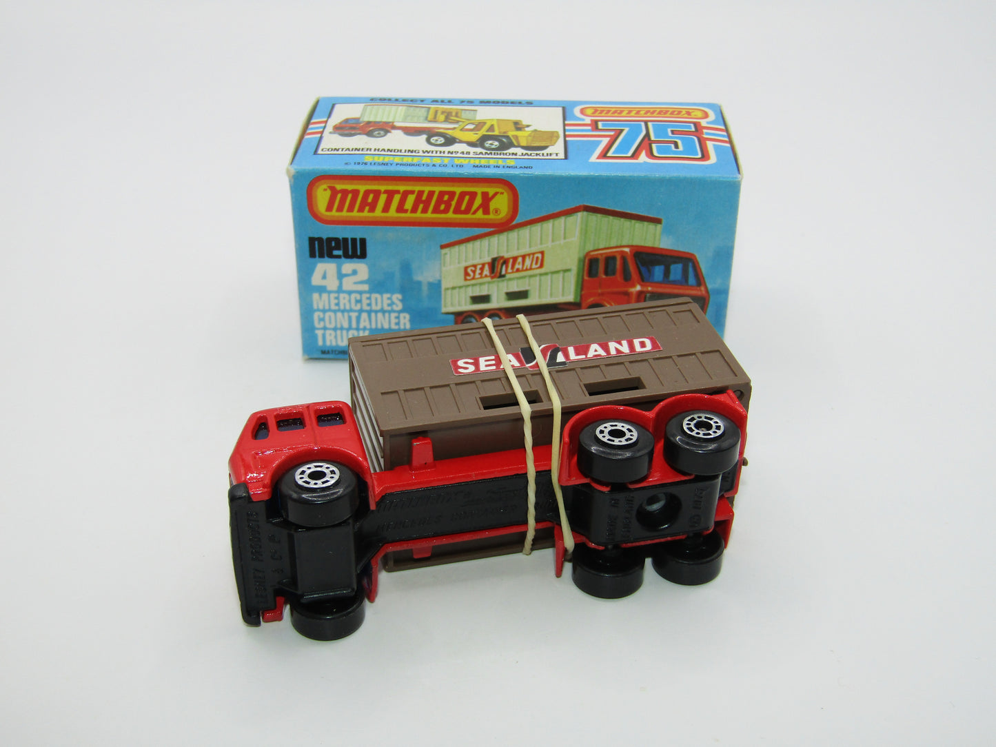Matchbox Superfast No 42C Mercedes Container Truck CHOCOLATE Sealand