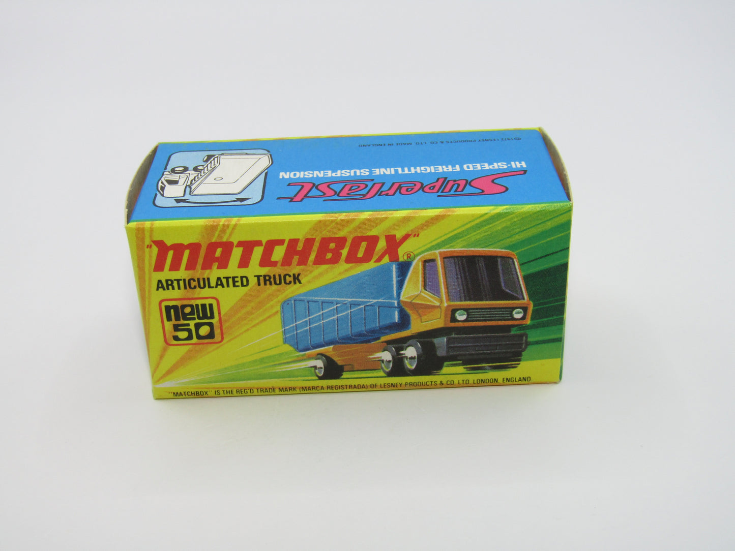 Matchbox Superfast 50B Articulated Truck LEMON Yellow PURPLE Windows