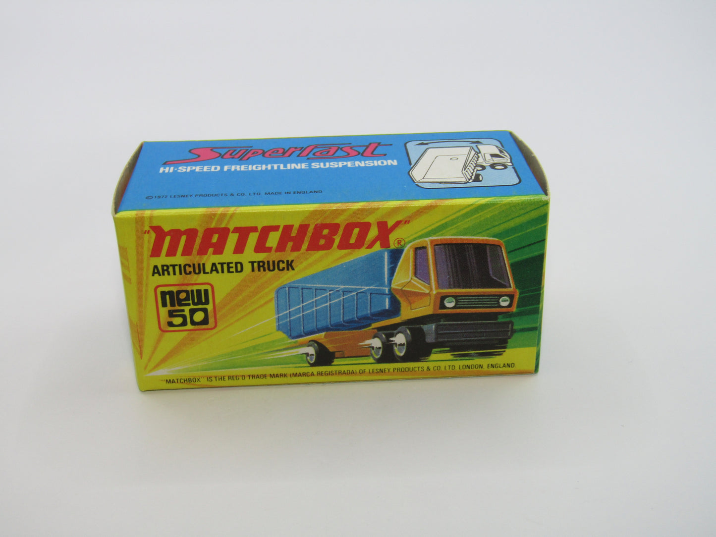 Matchbox Superfast 50B Articulated Truck LEMON Yellow PURPLE Windows