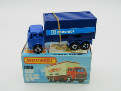 Matchbox Superfast No 42C Mercedes Truck Blue Karstadt on LEFT