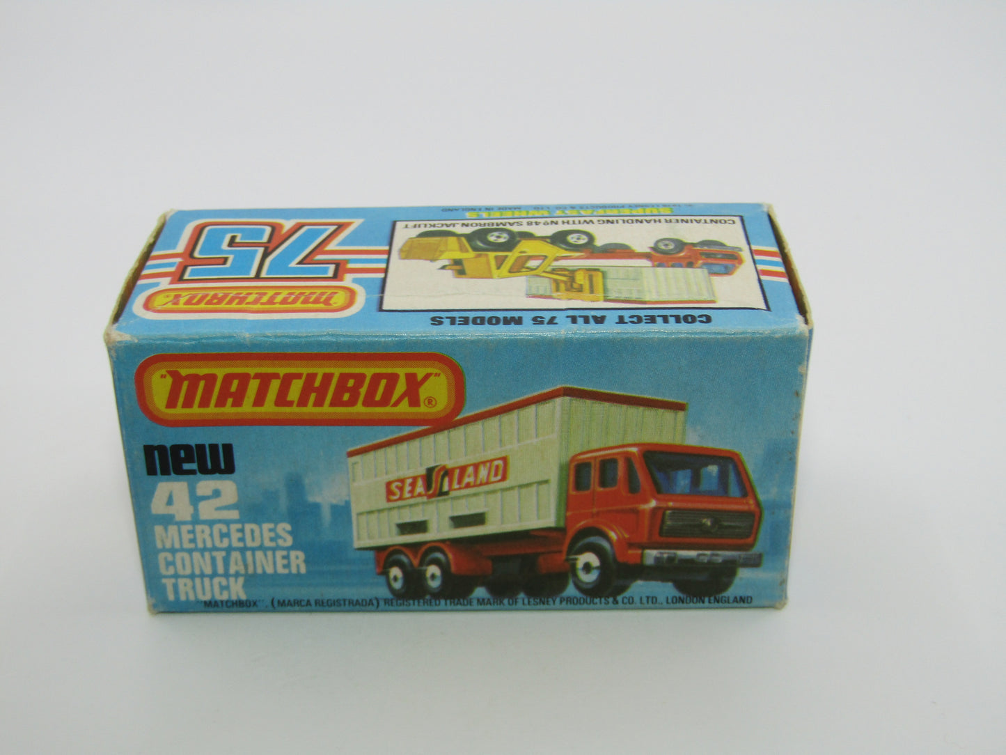 Matchbox Superfast No 42C Mercedes Truck Blue Karstadt on LEFT