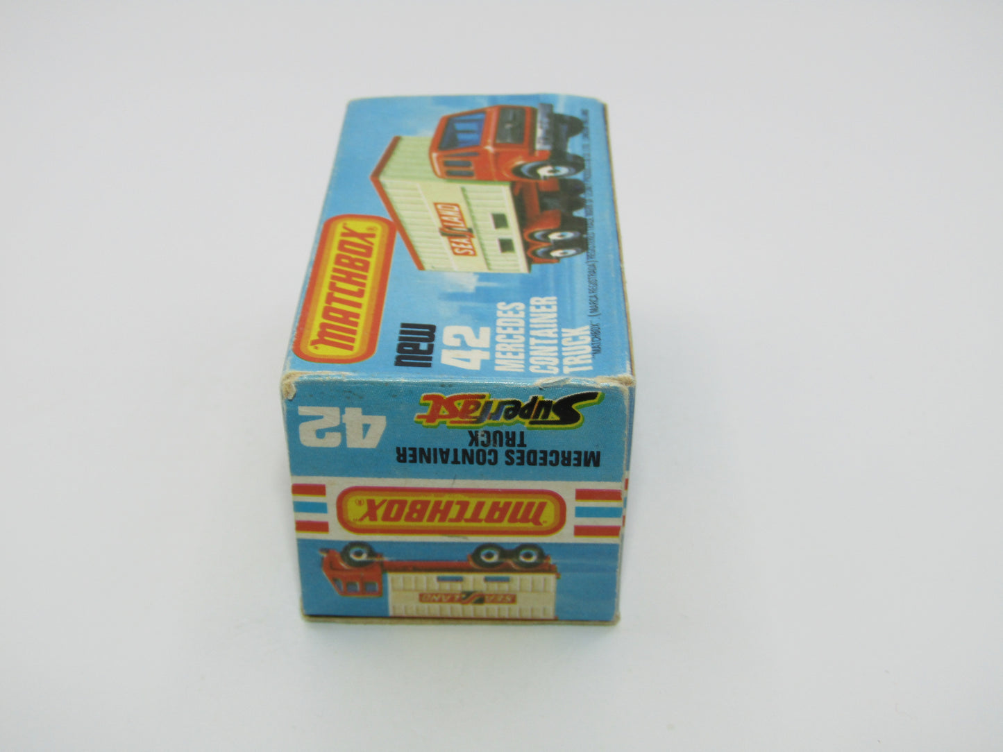 Matchbox Superfast No 42C Mercedes Truck Blue Karstadt on LEFT
