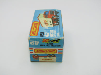 Matchbox Superfast No 42C Mercedes Truck Blue Karstadt on LEFT